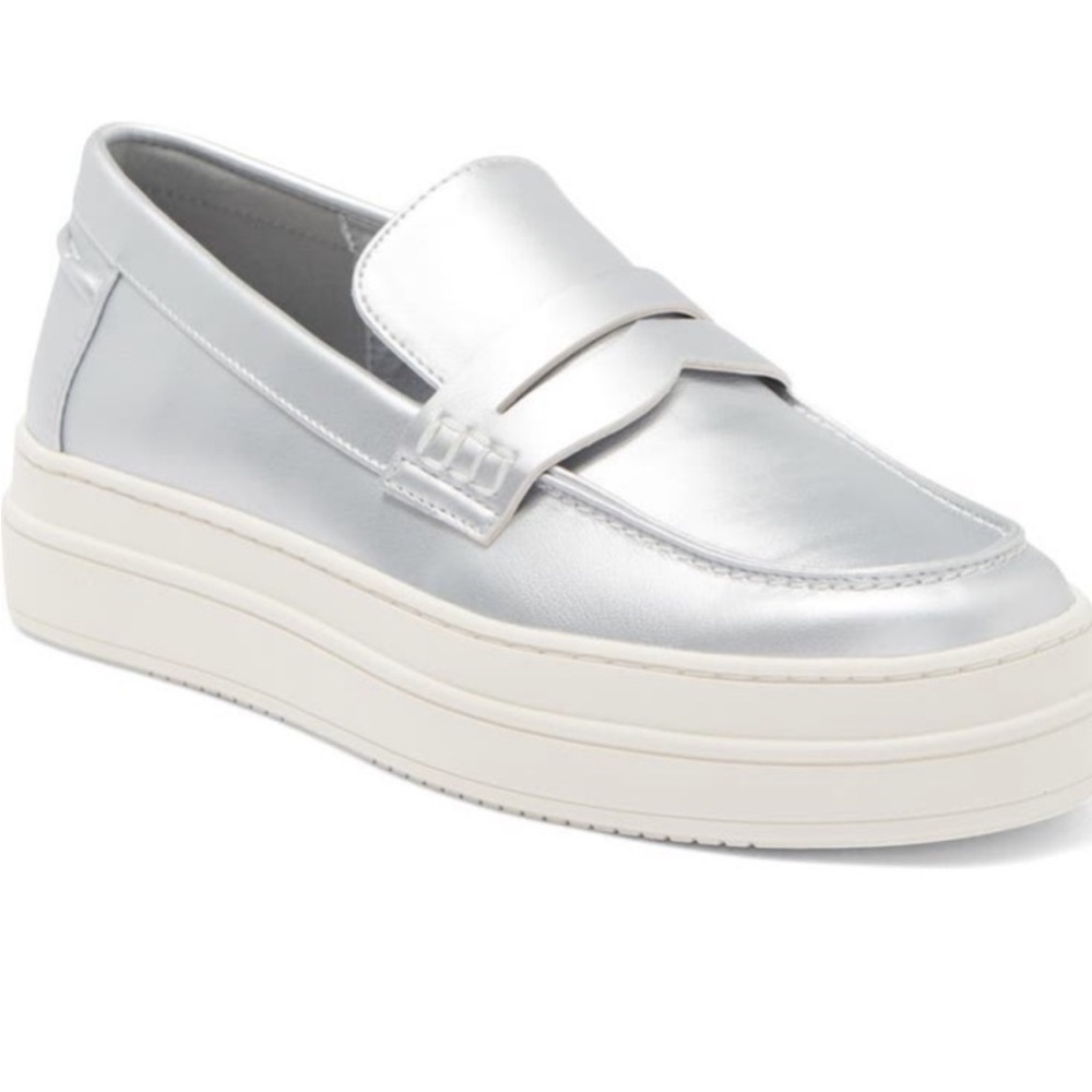 J/SLIDES Noa Platform Loafer in Silver Luxe Size‎ 9.5, F 623